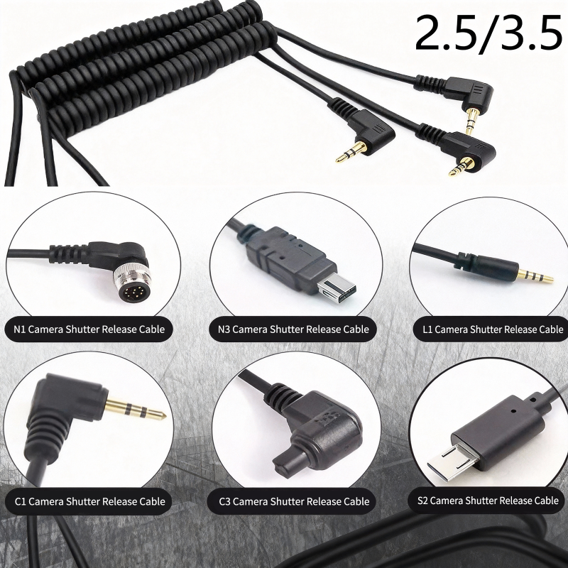 Foxvee Camera Shutter Release Cable, Multi-Interface Compatible, Coiled Retractable Cable
