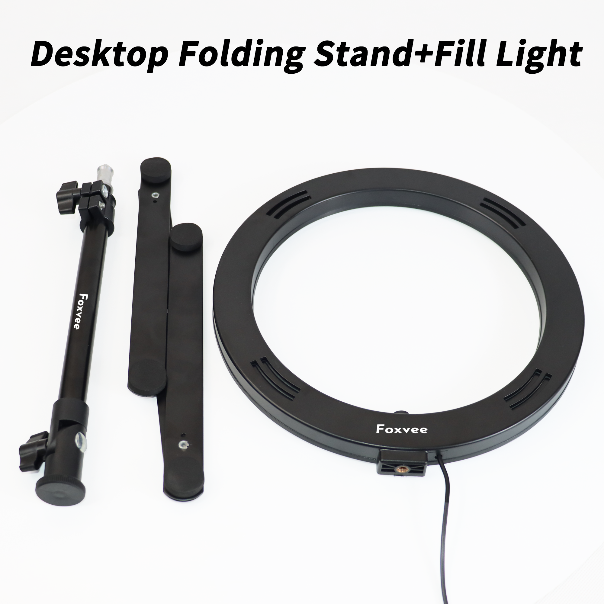 Foxvee Ring Light with Multiple Color Temperature Adjustment, Desktop Folding Stand & Phone Holder - Image 4